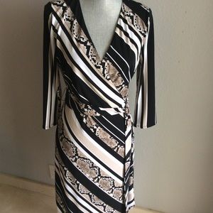 Python print striped faux wrap with belt.